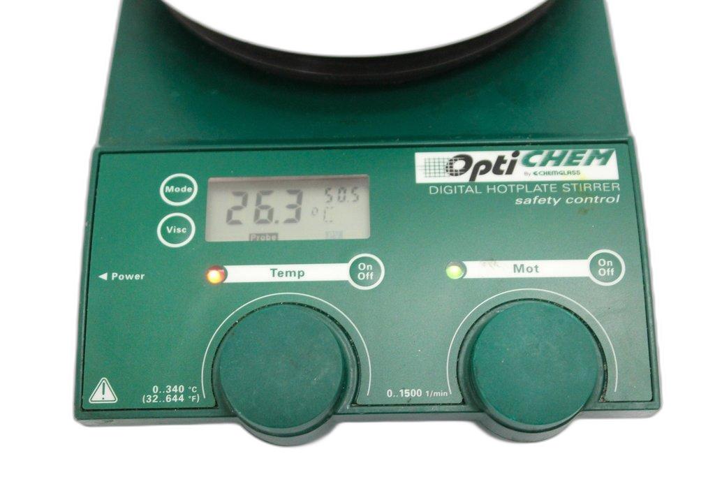Chemglass Opti Chem Digital Hotplate Stirrer with 100ML Flask Insert 115V