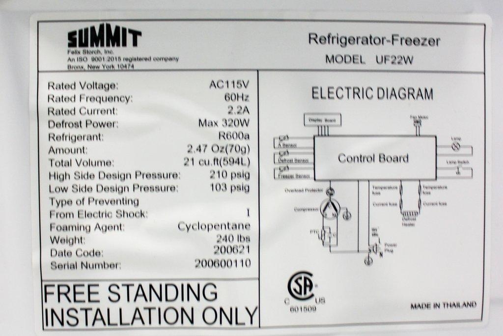 Summit UF22W Convertible Upright Freezer Refrigerator 21 cu.ft. Versatile Storage