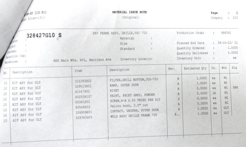 Thermo Model 328427G10 Ultra Low Freezer Component Set for VSC 700 Unit