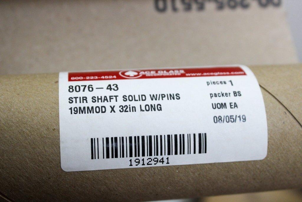 Ace Glass 8076-43 Stir Shaft Solid Pins 19MMOD 32in Homogenizer Accessory