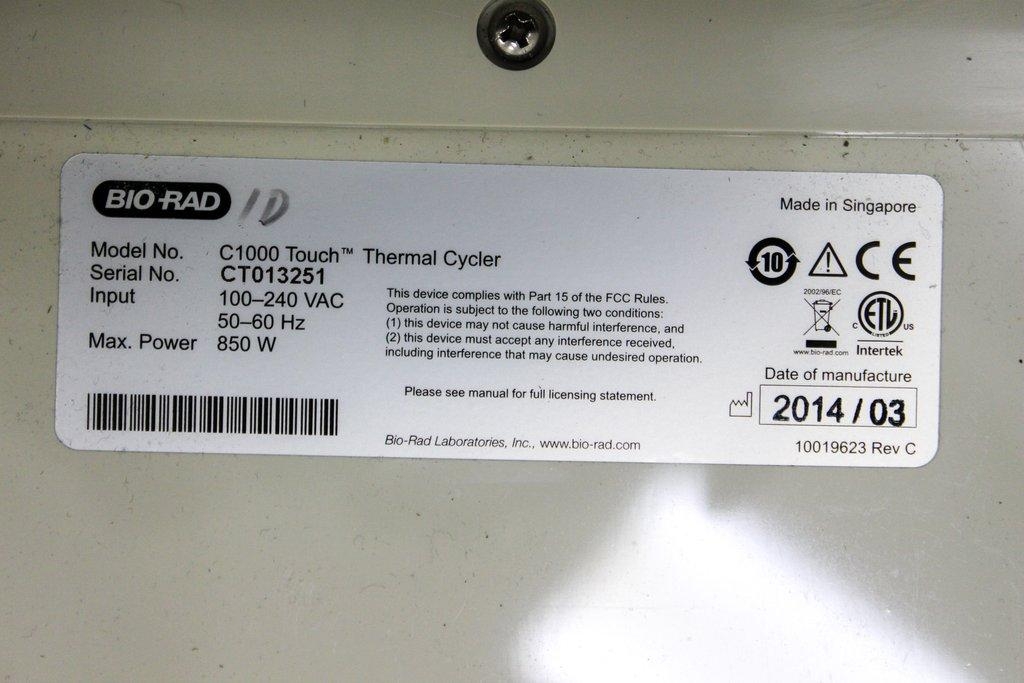 Bio Rad C1000 Touch Thermal Cycler PCR 96 Well Fast Module