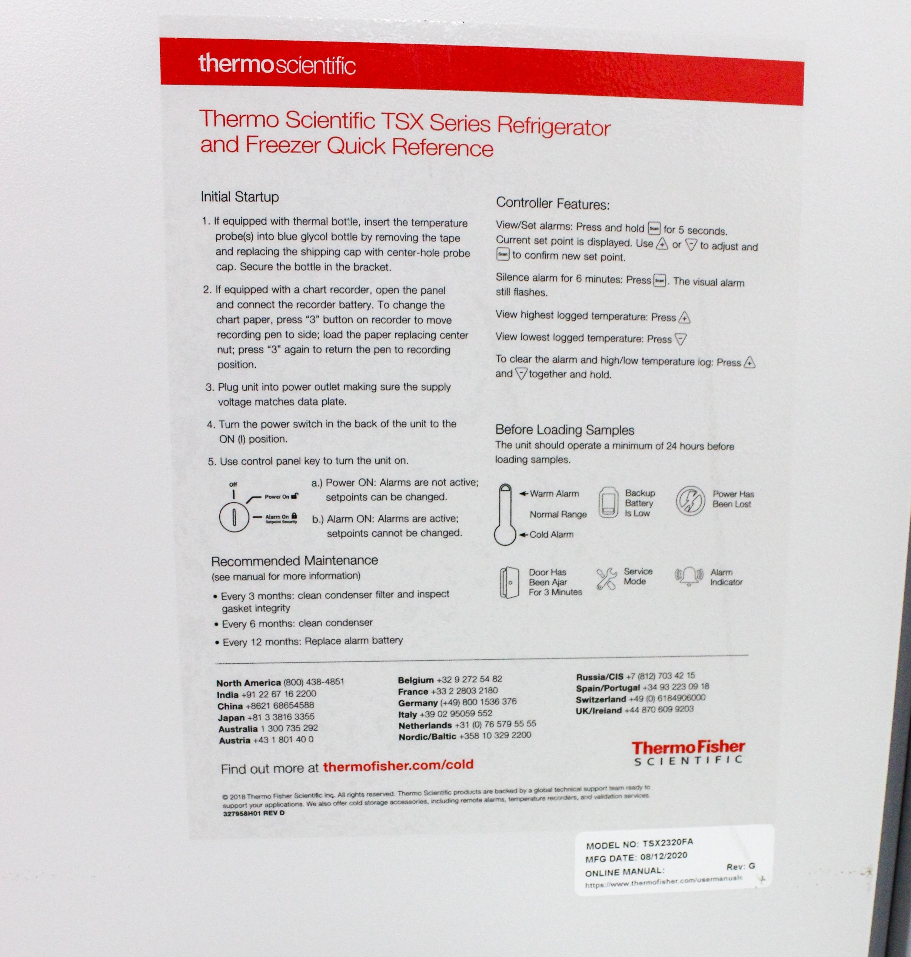 Revco TSX2320FA High-Performance Freezer -20°C 23 cu. ft. Cold Storage