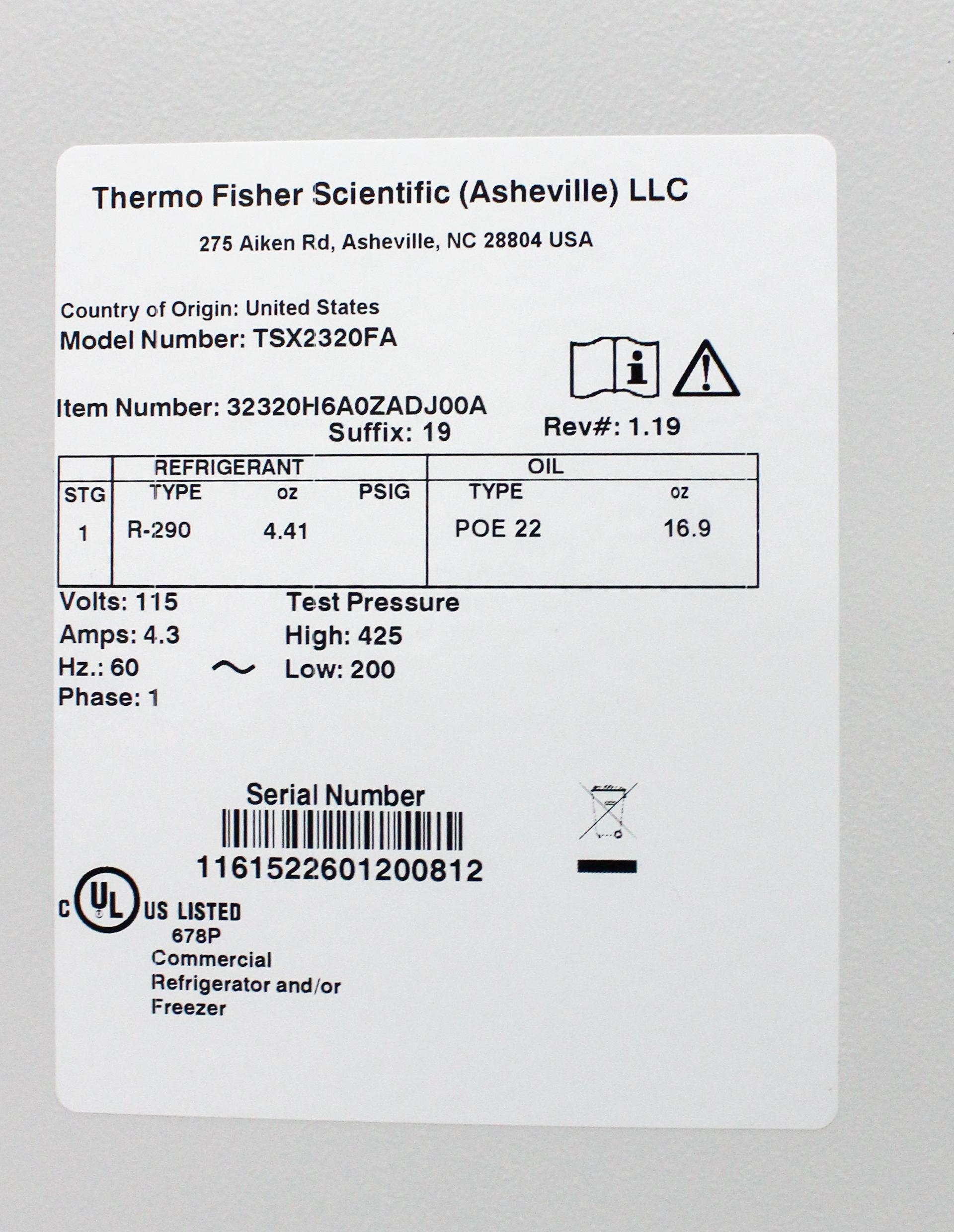 Revco TSX2320FA High-Performance Freezer -20°C 23 cu. ft. Cold Storage