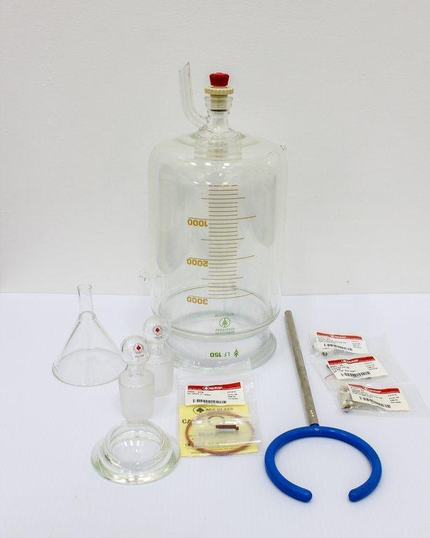 Ace Glass Flask Cylindrical Jacketed 3L Chemistry Accessory Very Good Cond.