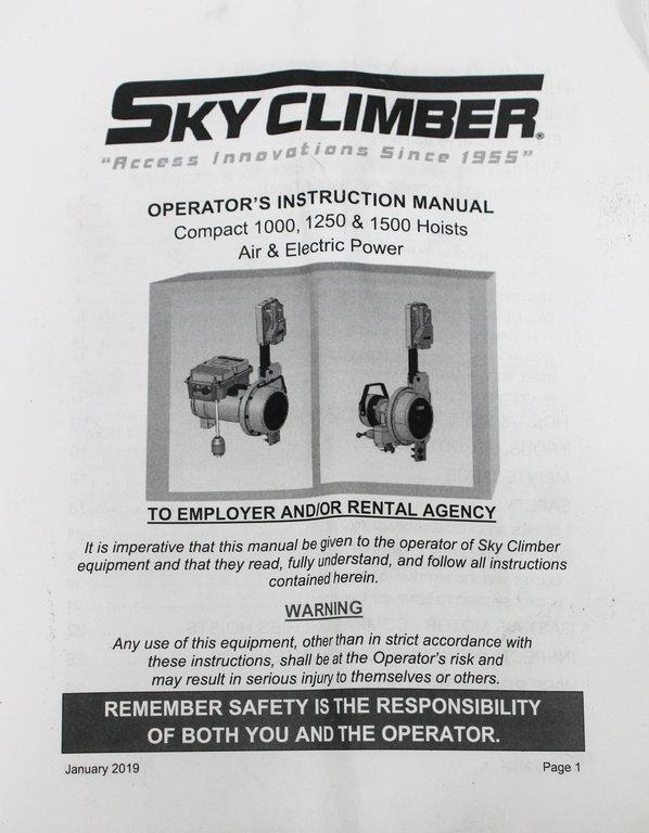 SkyClimber WGTL4-DBS367 Facility Motor Powers On 208V 60Hz