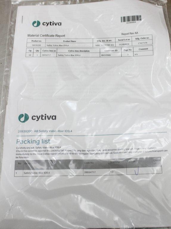 Cytiva 28938200 Safety Valve 4bar ID9,4 Set of 8 Cases for Industrial Use