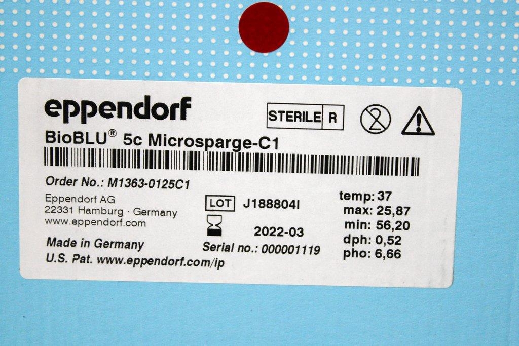 Eppendorf BioBLU Bioreactor 5c Microsparge-C1 M1363-0125C1 - Single-Use Bioreactors
