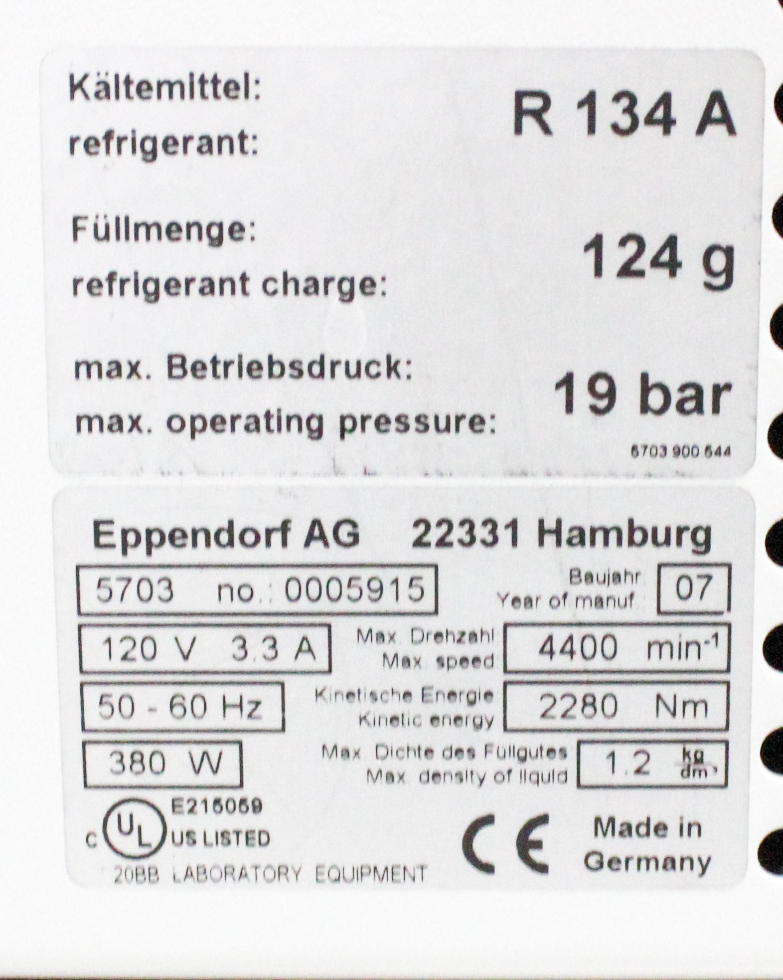 Eppendorf 5702R Centrifuge Refrigerated Benchtop Centrifuge 4000 RPM 100mL Capacity