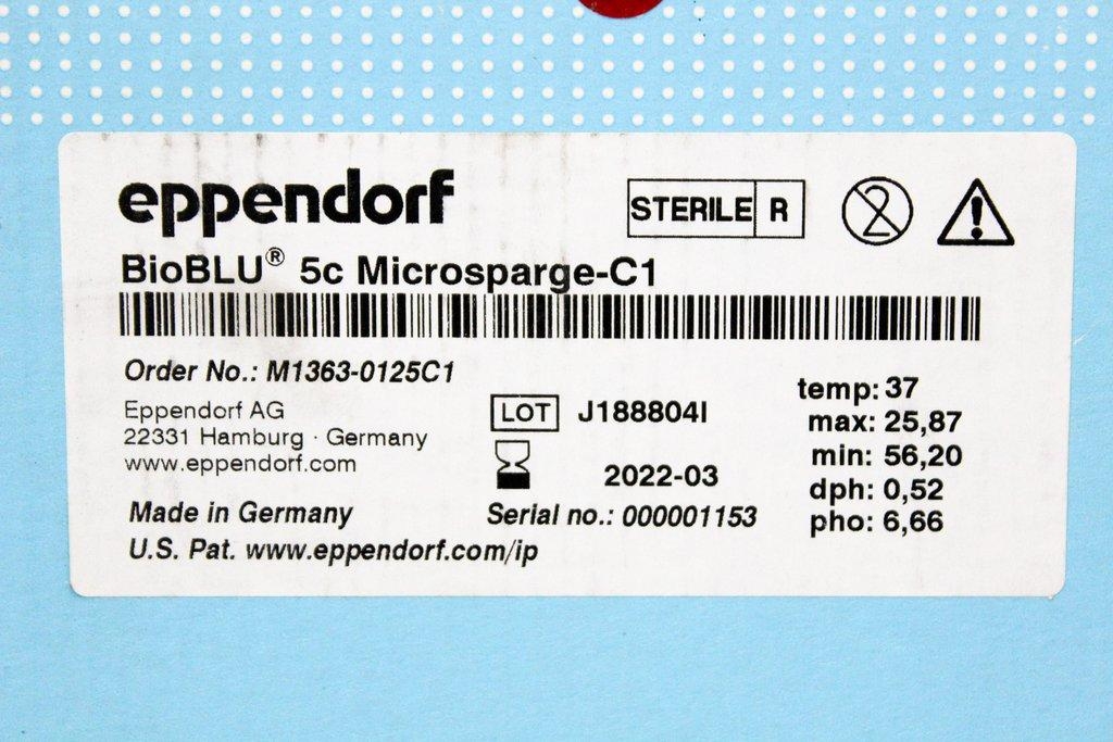 Eppendorf BioBLU Bioreactor 5c Microsparge-C1 M1363-0125C1 for Mammalian Cells
