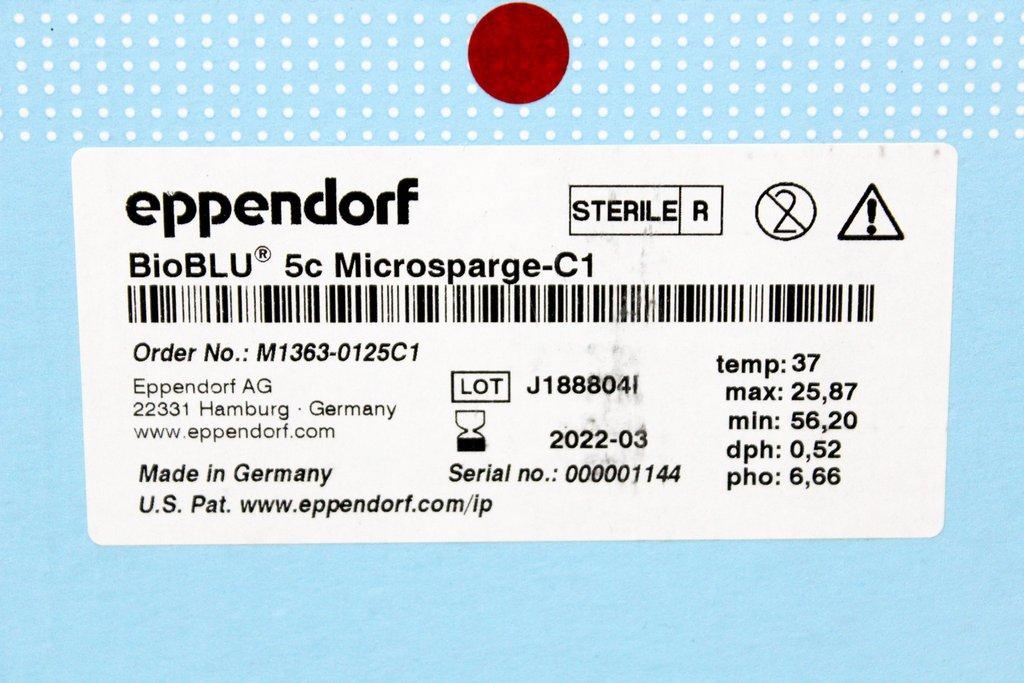 Eppendorf BioBLU Bioreactor 5c Microsparge-C1, Unused Open Box Unit