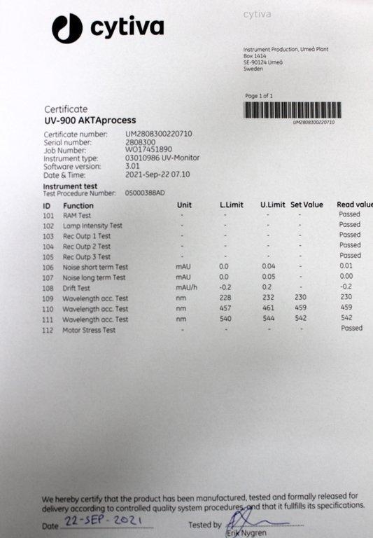 Cytiva Monitor UV-900 Akta Process Accessory 100-240V Turnkey Solution