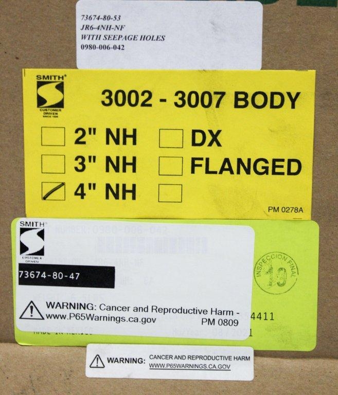 SMITH 3002-3007 Body Sani-Ceptor Stainless Floor Drain w/Nickel Bronze Top