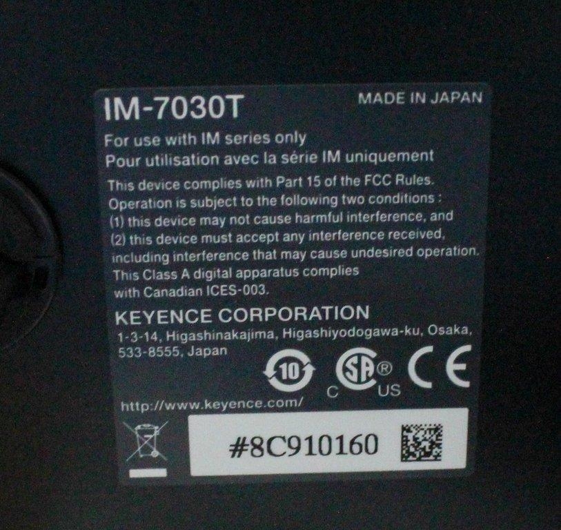 Keyence IM-7030T System, Image Dimension Measurement, Telecentric Optics