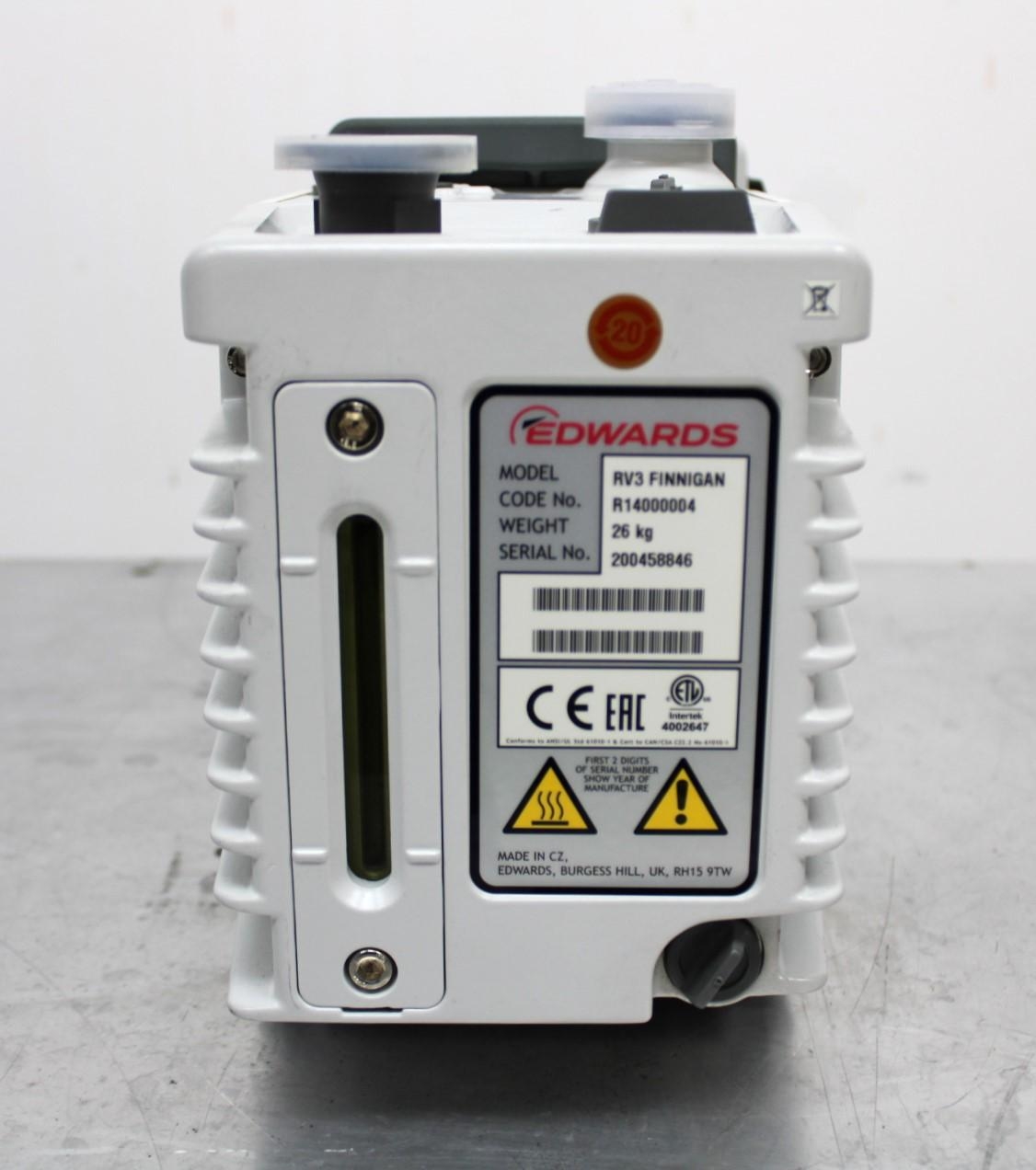 Edwards RV3 Finnigan Rotary Vane Vacuum Pump, Oil Sealed, 220-240V, 50/60Hz