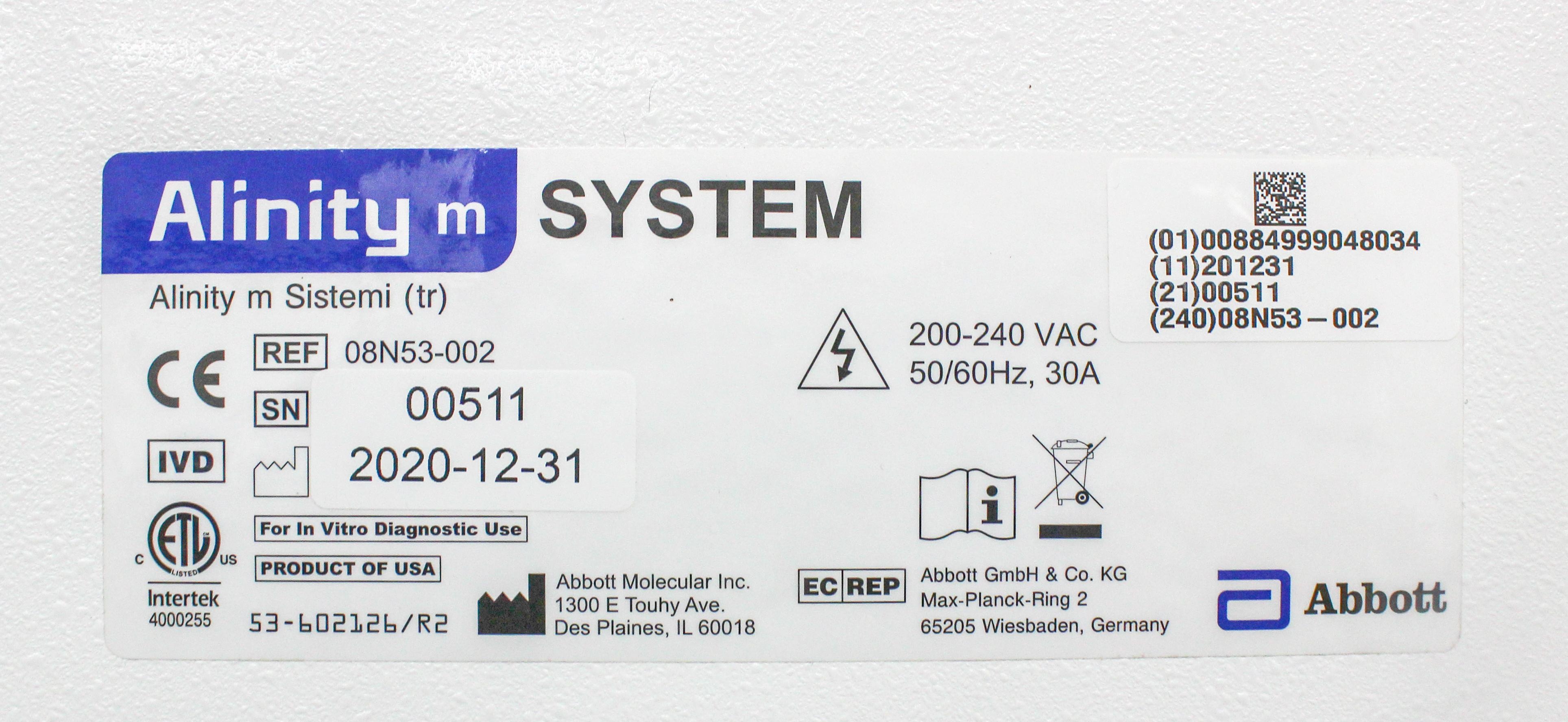 Abbott Alinity M System Molecular Diagnostics Analyzer w/ Computer