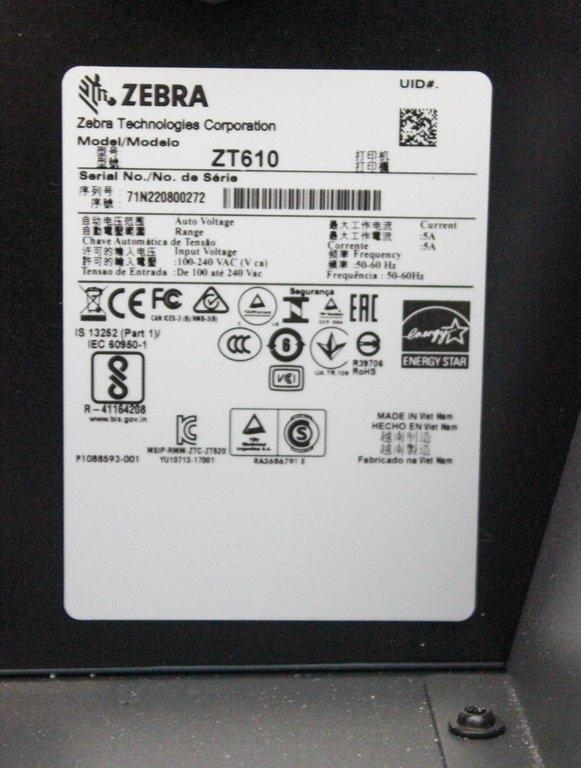Zebra ZT610 Label Printer Computer IT Label Printer Operating 120V 50Hz/60Hz