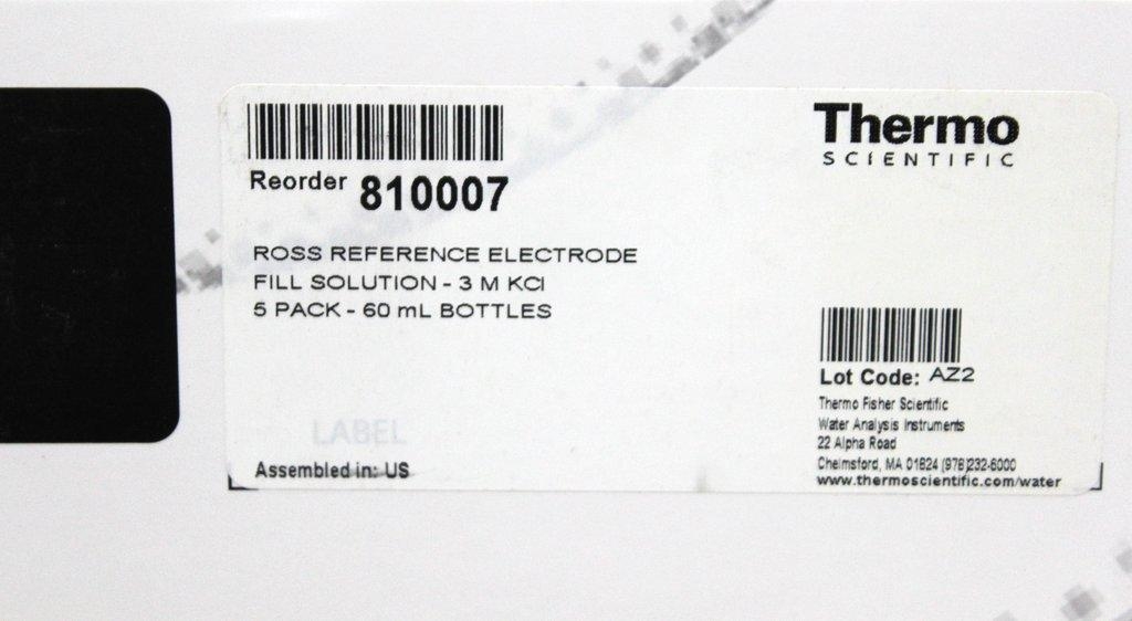 Thermo 810007 Ross Electrode Fill Solution 60ml Bottles Part Accessory