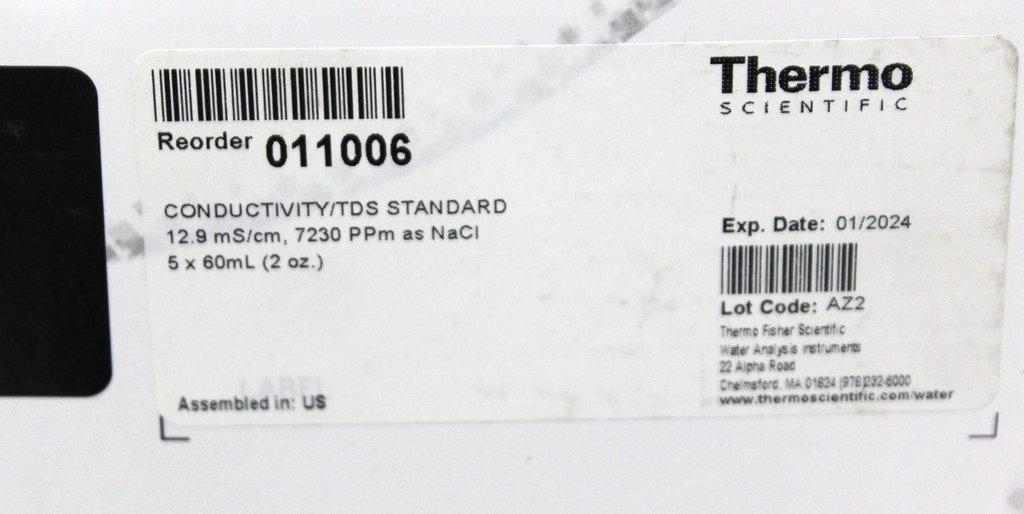 Thermo 011006 Conductivity/TDS Standard 12.9mS/cm Analytical Accessory New