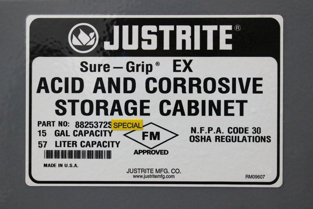 Justrite Acid and Corrosive Storage Cabinet 15 gal/57L Model 8825072