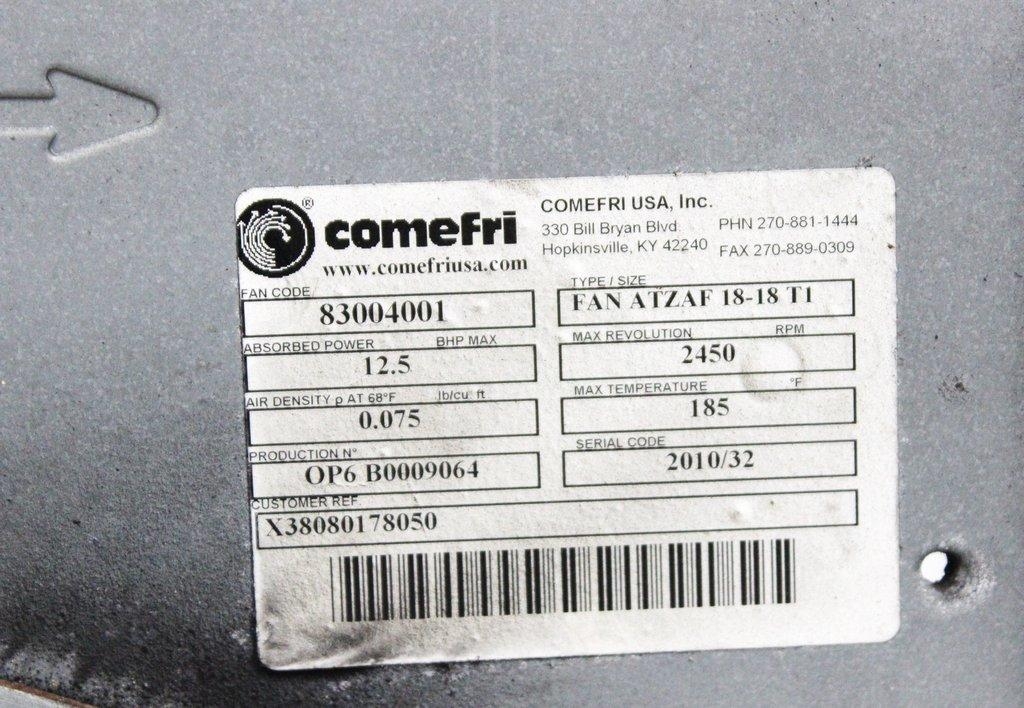 Comefri USA, Inc. Fan Atzaf 18-18 T1 Industrial Fan 12.5 BHP Max 2450 RPM