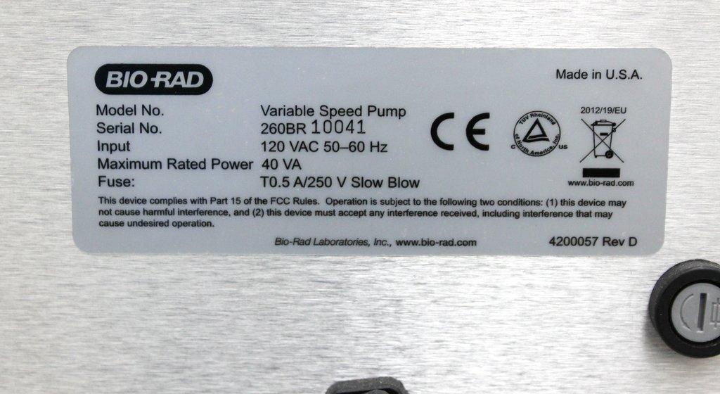 BIO-RAD Variable-Speed Pump 1703644 | 120V | 50/60Hz | Tested, Very Good