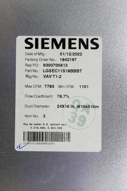 Siemens LGSEC11S18BBBT Lab Room Air Terminal Good Cond Used Aluminum