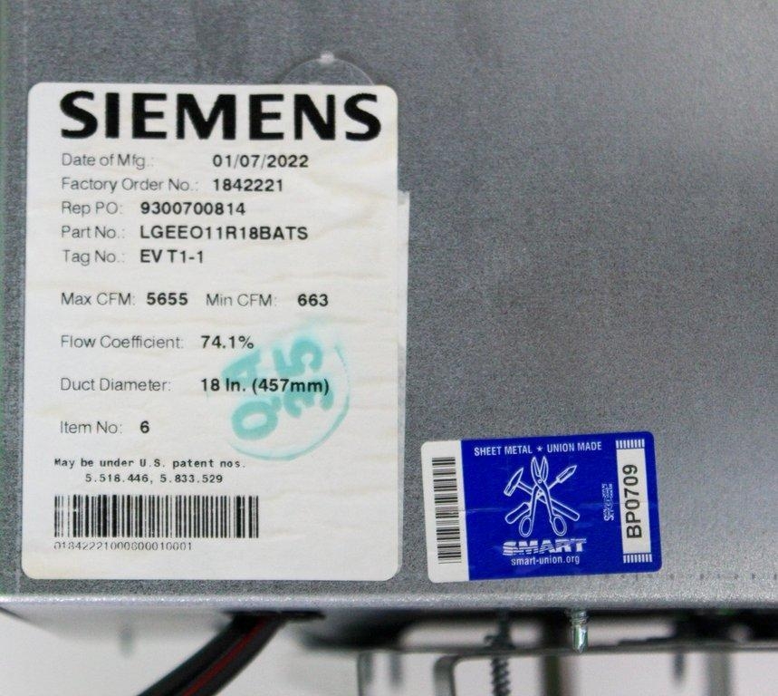 Siemens LGEEO11R18BATS Exhaust Air Terminal Facility Air Control Unit