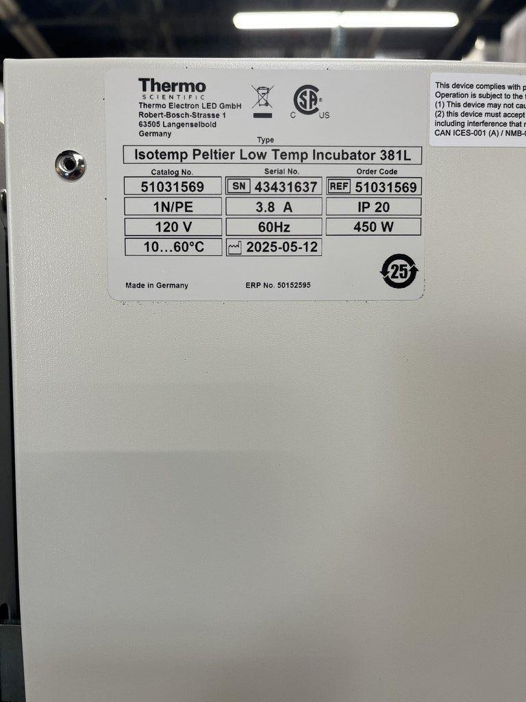 Thermo 51031569 Isotemp Peltier Low Temp Incubator for Laboratory Use