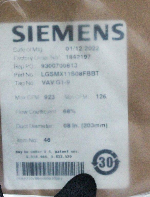 Siemens LGSMX11S08FBBT Lab Air Terminal Facility HVAC System Control