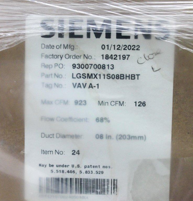 Siemens LGSMX11S08BHBT Air Terminal Lab Supply New Efficient Control