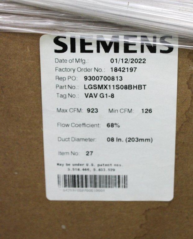 Siemens LGSMX11S08BHBT Lab Room Air Terminal Supply Airflow Distribution New