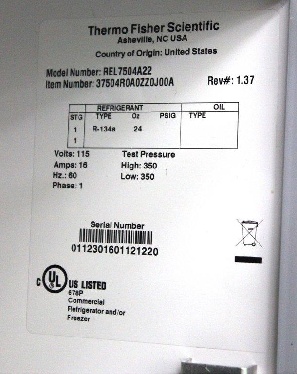 Thermo REL7504A22 Laboratory Refrigerator Triple Solid Door Storage Unit