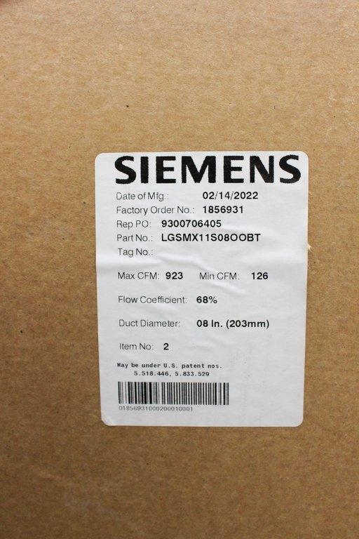 Siemens LGSMX11S08OOBT Laboratory Room Supply Air Terminal 2022 Unused