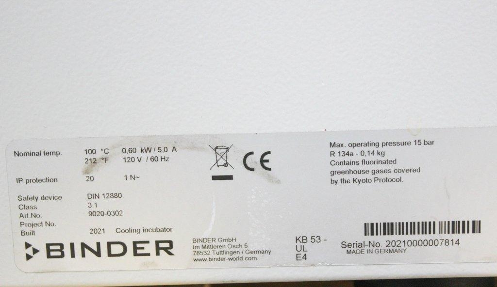 Binder KB 53-ULE4 Cooling Incubator -10°C to +100°C Tested