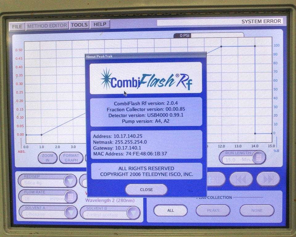Teledyne Combiflash RF+ Lumen Flash Chromatography System 200psi UV-Vis ELSD