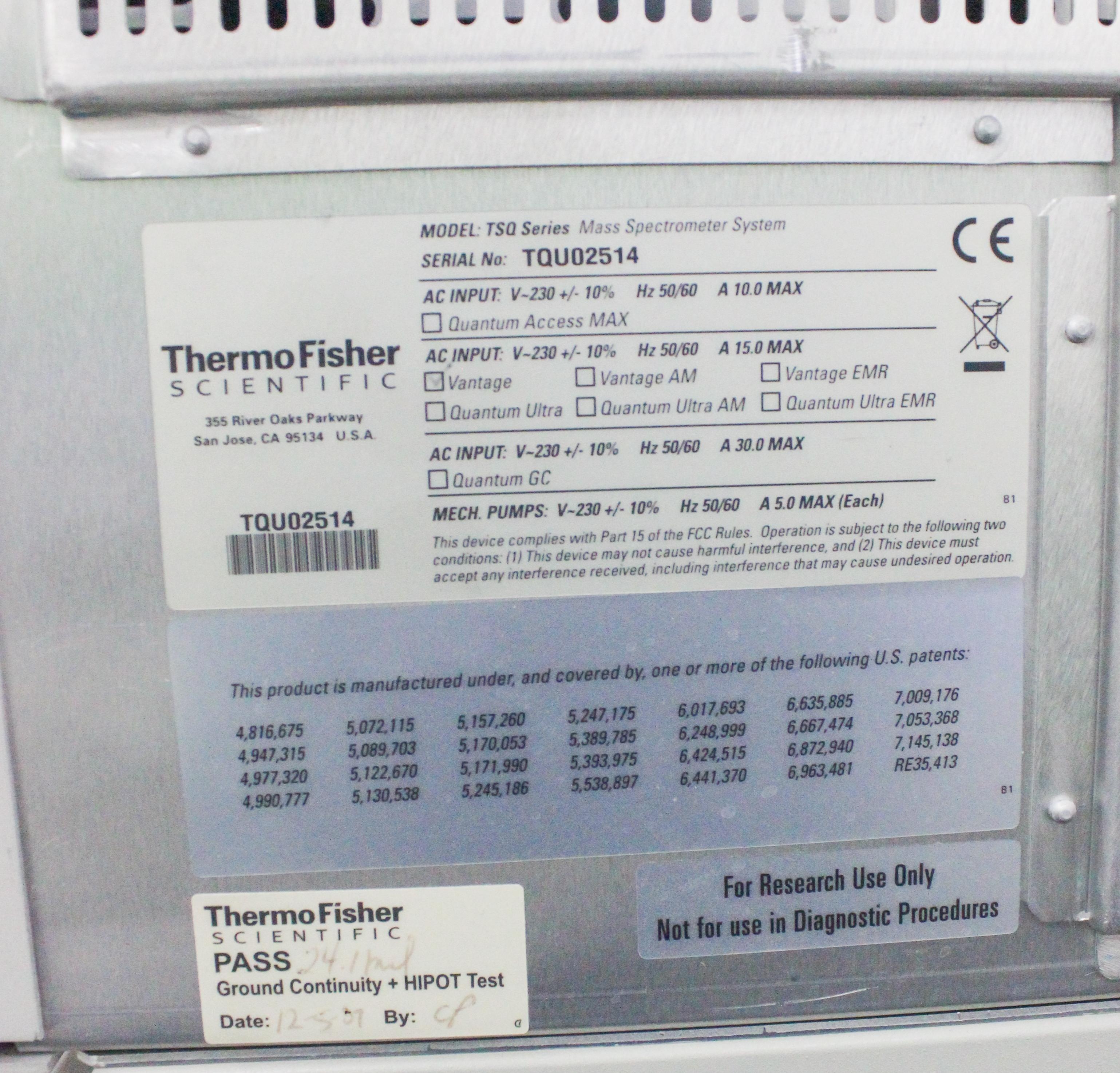 Thermo TSQ Vantage Mass Spectrometer Triple-Stage Quadrupole with Pumps
