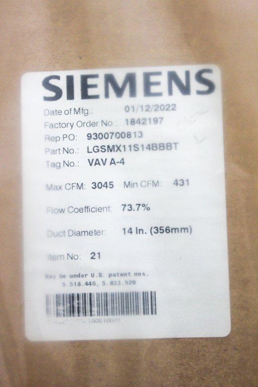 Siemens LGSMX11S14BBBT Facility Air Terminal Supply High Efficiency New