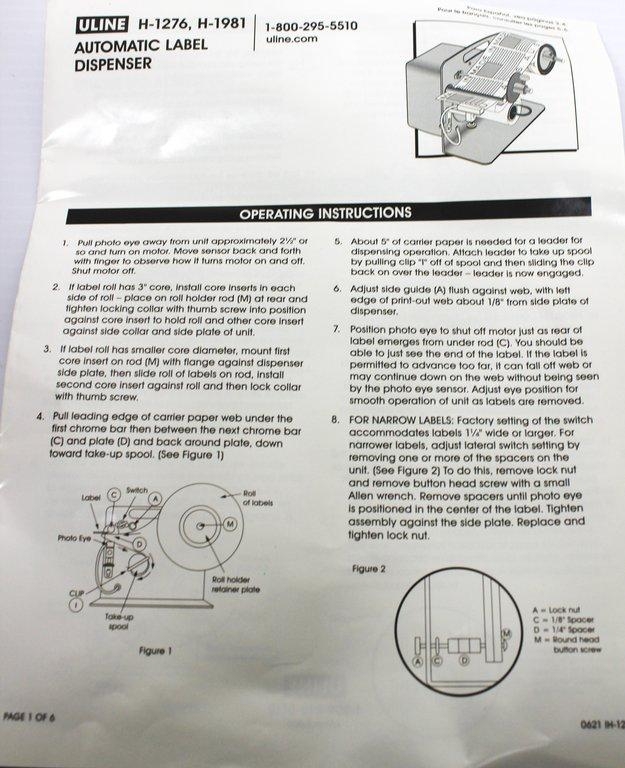 Uline H-1276 4'' Automatic Label Dispenser for Efficient Label Dispensing