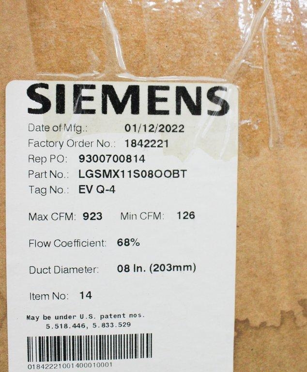 Siemens LGSMX11S08OOBT Lab Room Air Terminal New 2022