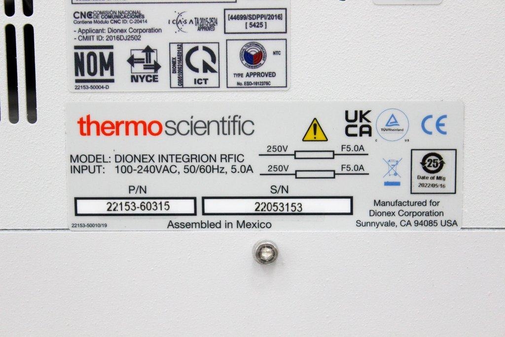 Thermo Dionex Integrion RFIC HPIC System Ion/Conductivity 0-10mL/min No Computer