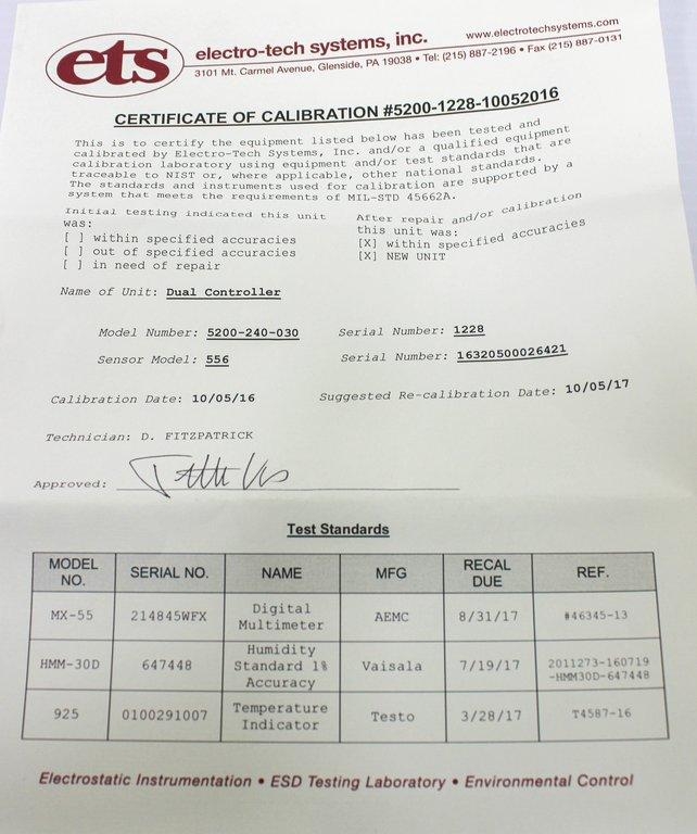 ETS 5200-240-030 Controller Bioreactor Accessory 120V 50Hz/60Hz with Sensor