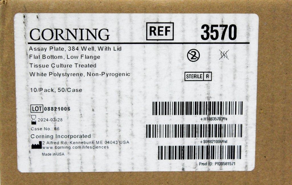 Corning 3570 384-Well Microplates Flat Bottom White Low Flange New Set