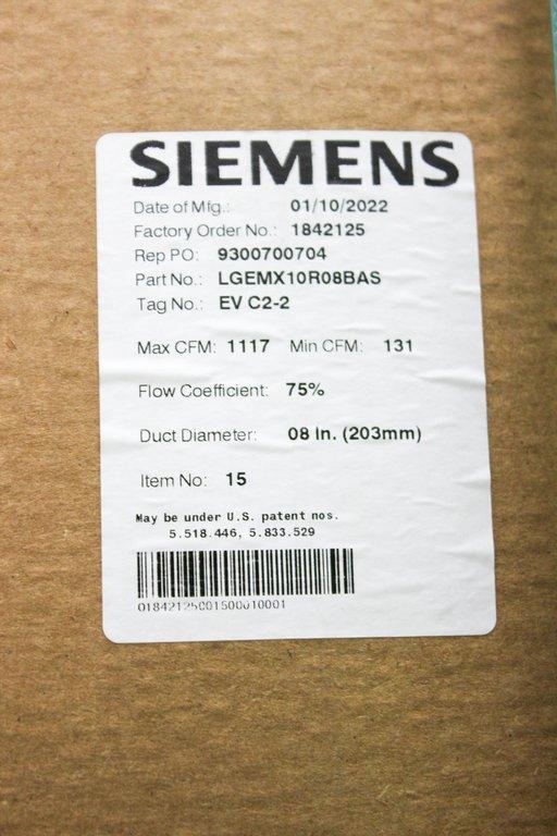 Siemens LGEMX10R08BAS Laboratory Room Exhaust Air Terminal, New In Box