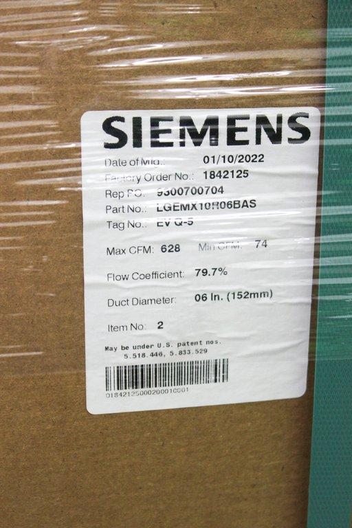 Siemens LGEMX10R06BAS Room Exhaust Air Terminal for Laboratory Use