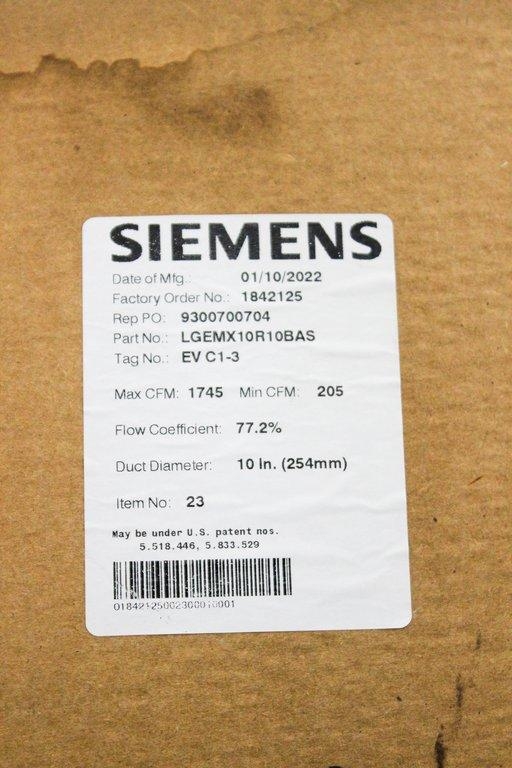Siemens LGEMX10R10BAS Lab Exhaust Terminal New Room Air Flow System