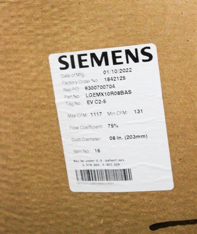 Siemens LGEMX10R08BAS Lab Air Terminal Unit Efficient Exhaust Control