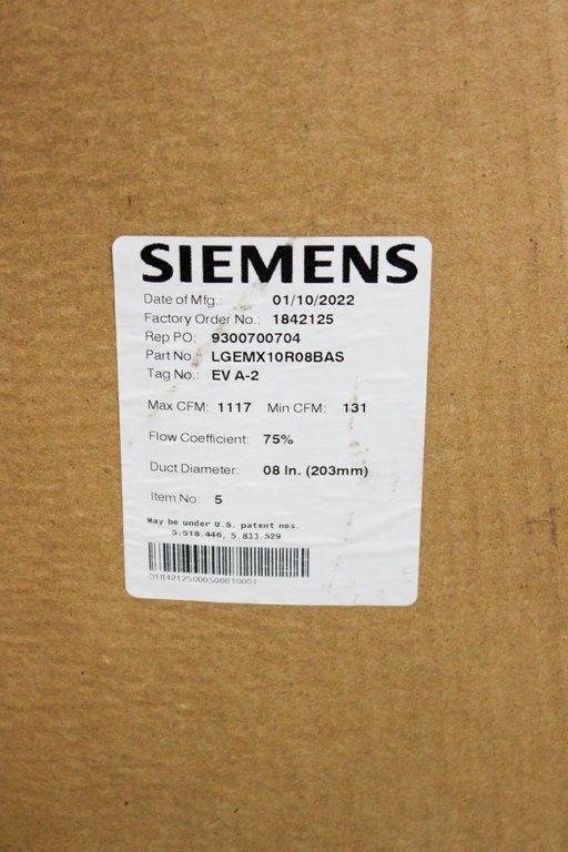 Siemens LGEMX10R08BAS Laboratory Exhaust Air Terminal, Tag No.: EV A-2