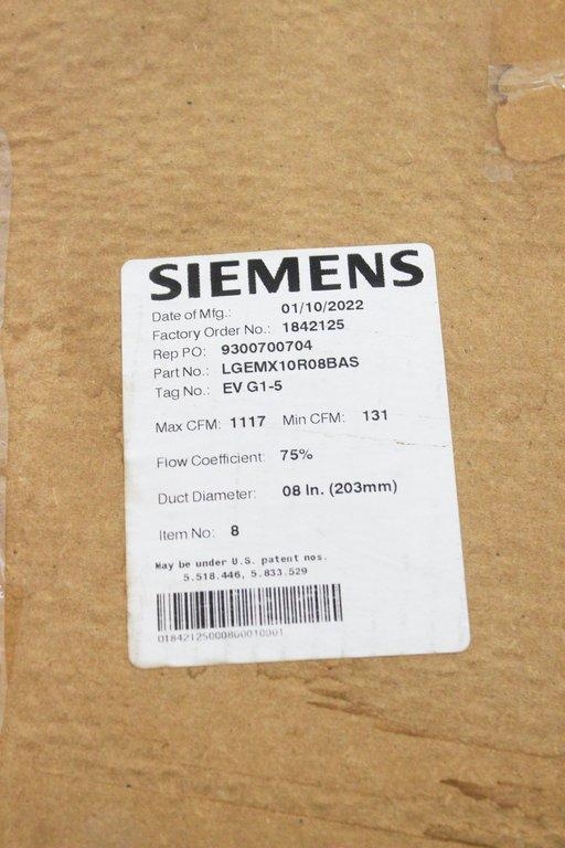 Siemens LGEMX10R08BAS Laboratory Room Exhaust Terminal Air Handling System