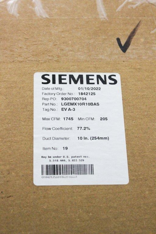 Siemens LGEMX10R10BAS Exhaust Air Terminal Laboratory EV A-3 Advanced Model