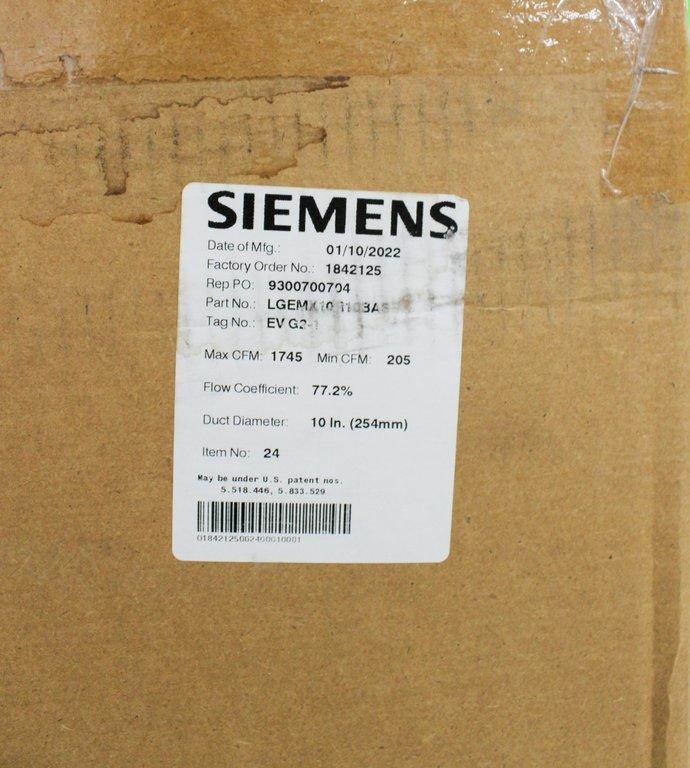 Siemens LGEMX10R10BAS Exhaust Air Terminal Facility Fume Extractor New